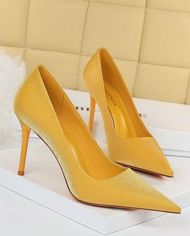  New Women Fashion Satin Shallow Pointed Toe Shoes Lady Pumps Spring  High Heels Female Nightclub Party Dress Shoeswomen