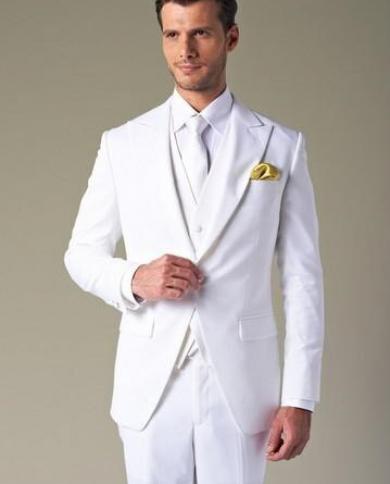Blanco por encargo novio esmoquin moda hombres trajes para boda guapo padrino novio traje para hombre chaqueta  pantalones  c