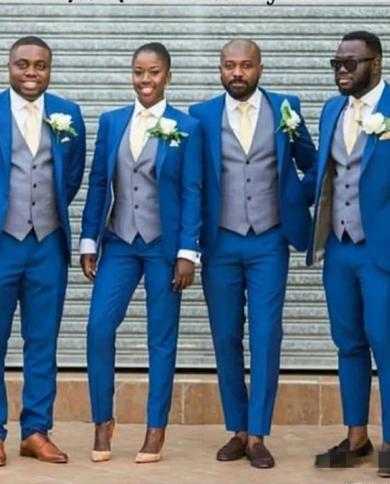 Diseño clásico, esmoquin azul real para novio, esmoquin de boda para hombre, excelente cena de negocios para hombre, chaqueta de