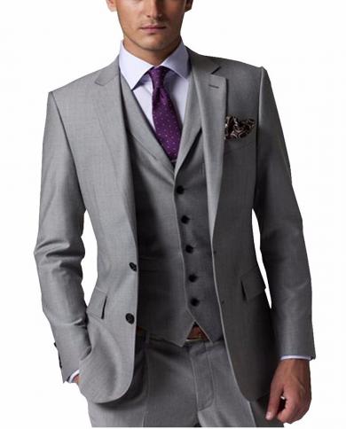 Classic 3 Colors Costume Homme Grey Bridegroom Men Suit Ternos Masculino Slim Fit Men Blazer Wedding Groom Prom Party We