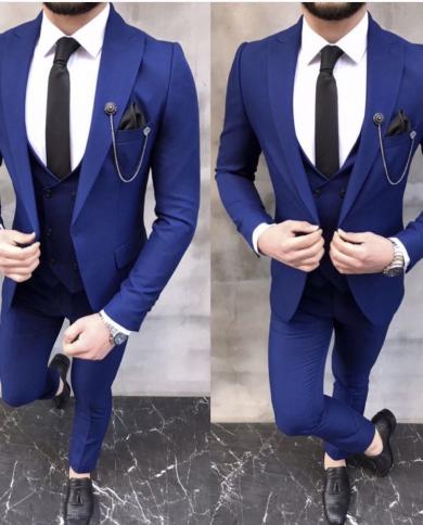 תחפושת בורדו כחולה סיבתית homme mariage חליפות חתונה בגזרת חתונות טרנו מאסקולינו 3 חלקים בלייזר slim fit גקטמכנסיים