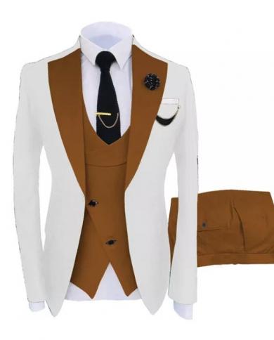 חליפות גברים עסקים חדשים 3 חלקים בלייזר חד חזה חתן חתן בהזמנה אישית טרנו masculino slim fit ללבוש מעיל pa
