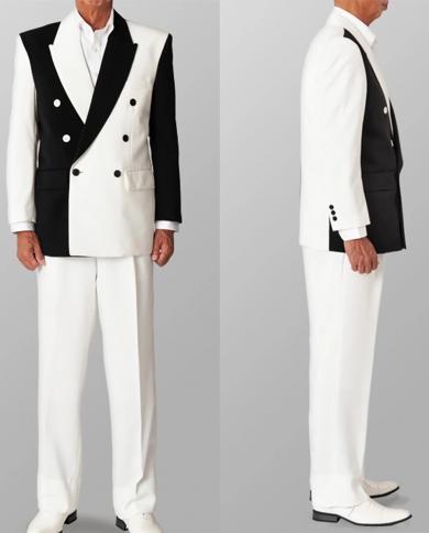 Latest Coat Pant Design Black White Men Suits 2 Pcs Terno Tasculino Wedding Groom Slim Fit Costume Homme Man Blazer Jack