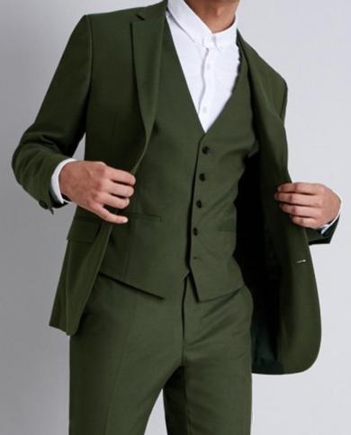 Tailor Made Green Men Suit Slim Fit Groom Prom Party Blazer Costume Marriage Homme Male Tuxedo 3 Pieces jacketpantsve