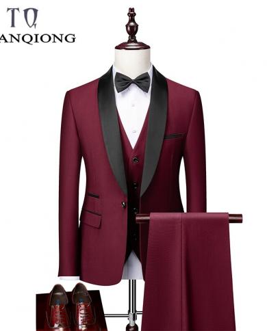 tian qiong חליפות חתונה אדומות לגברים מותג יוקרה לגברים חליפות עסקים אופנה עדכנית חליפת כפתור אחד לגברים גברים slim fit s 6xlsu