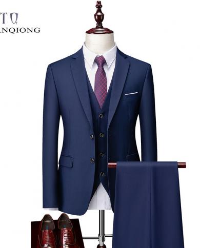 חליפת גברים באביב ובסתיו חליפת עסקים מותאמת אישית באיכות גבוהה שלושה חלקים דקה בגודל גדול מרובת צבעים חליפת סו עם שני כפתורים