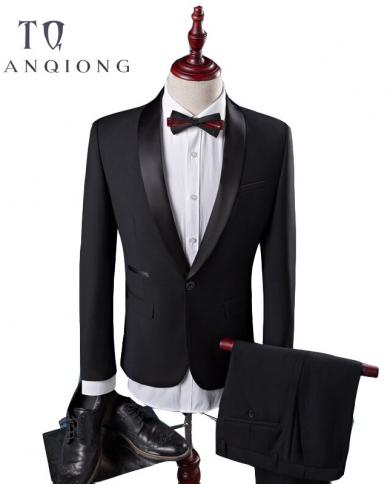 Tian Qiong Cheap New Coat Pant Designs High Quality Cotton Black Casual Suits Men,wedding Adress Casual Suit Men,plussiz