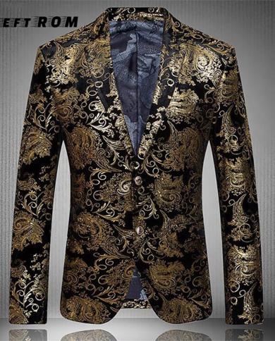  Luxury Designer Colorful Stylish Fancy Suit Jacket Brand Prom Suits Blazers Golden Male Coatblazers