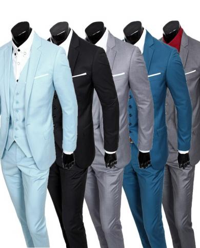 سترة وسراويل الرجال الجديدة قسط العلامة التجارية لون نقي الزفاف بدلة رجالي الذكور ضئيلة الأعمال الرسمية السترة البدلة مجموعة 3 ب