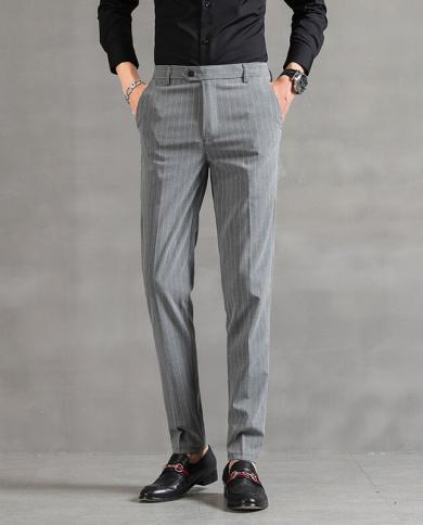 2022 novo vestido formal listrado masculino calças de tornozelo primavera outono calças de algodão masculinas finas calças casua