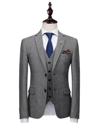 Jaquetas  colete  calça outono inverno tecido de sarja de lã quente marca de alta qualidade masculino terno de negócios formal