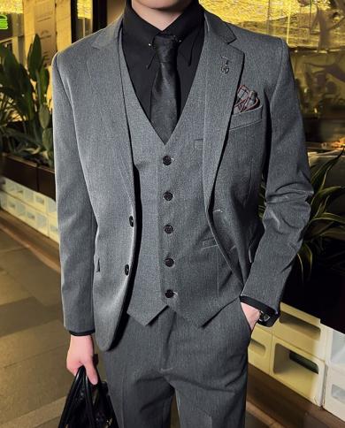 6xl 7xl jaqueta colete calças highend marca boutique moda masculina cor sólida casual terno de negócios terno de três peças noiv
