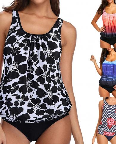 Women Tankini Swimsuit Tummy Control Top With Shorts 2pc Plus Size Tankini Set Sport Swimming Suit Bathing Suit Swimwear