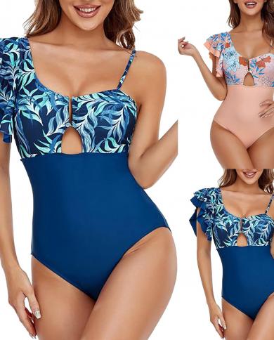 2023  One Piece Swimsuit Women Swimwear Push Up Monokini Ruffle Bathing Suit Floral Bodysuit Beach Wear Female Swimsuit 