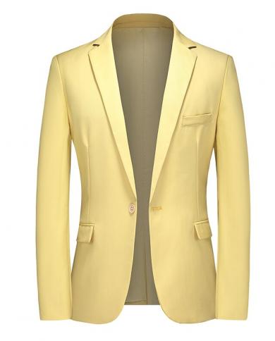 2022 Mens Blazer Casual Solid Color Slim Fit One Button Suit Coat Jacket Tops Men Fashion Business Office Social Blazer