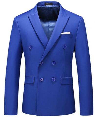 Double Breasted Men Suit Jacket Royal Blue Pink Slim Fit High Quality Wedding Costume Party Prom Male Business Suits Bla