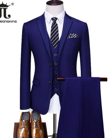 5xl  Jacket  Vest  Pants  Boutique Prom Party Slim Tuxedo Solid Color Mens Business Casual Formal Suit Groom Weddin