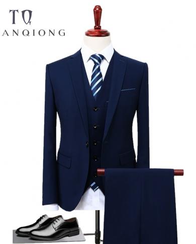 Tian Qiong Blue 3 Piece Suit Men  Fashion Business Mens Suits Designers  Slim Fit Wedding Suits For Men Size S4xl  Suits
