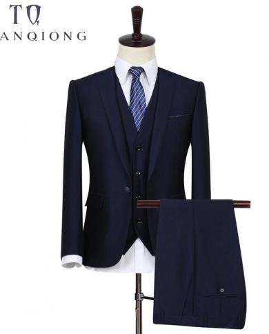 Tian Qiong Suit Mens Blue Gentleman Style Evening Dress Groom Mens Suit Tailor Suit Suit jacket  Pants  Vest S3xl 