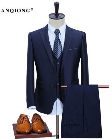 Tian Qiong New Men Suits Slim Custom Fit Tuxedo Brand Fashion Bridegroon Business Dress Wedding Suit Blazerjacketspant