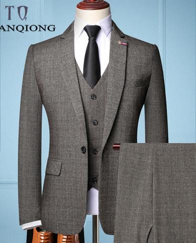 Tian Qiong Brand Fashion Men s Slim Fit Business Suit Men Fashion 3 Pieces Mens Blazers Tuxedos Suits Groom Best Weddin