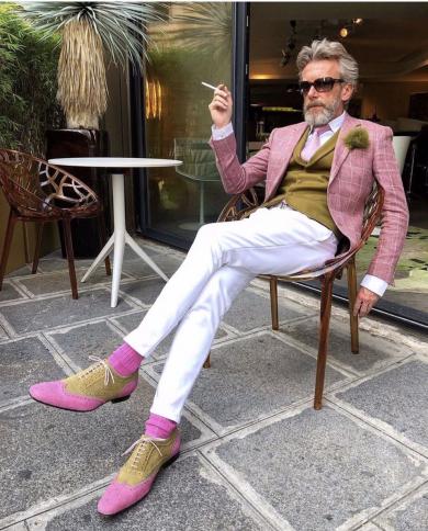 Costume Homme nouveauté rose Plaid hommes costumes avec pantalon blanc Slim Fit smoking mariage marié Terno Masculino Blazer 3 P