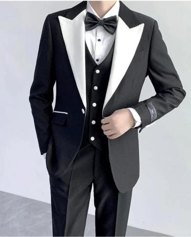  Slim Fit White Peak Lapel Men Suits Custom Made Wedding Blazer Groom Tuxedo Terno Masculino 3 Pieces Jacket Pant Vestsu