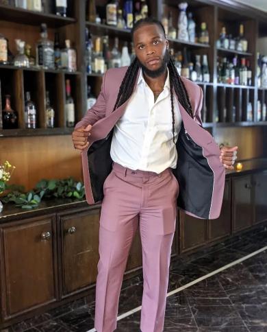 Latest Design Dusty Pink Men Suits Costume Homme Terno Masculino Tuxedo Groom Wedding Prom Slim Fit Blazer 2 Pcs Jacket