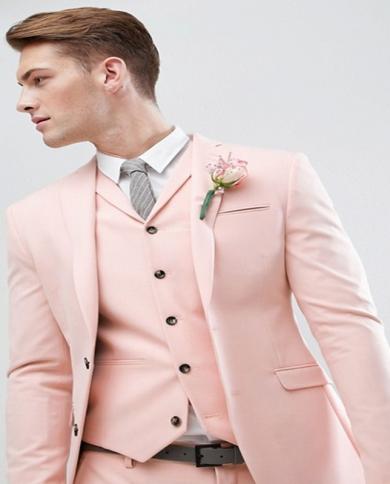 England Style Pearl Pink Wedding Suit Men Suits Slim Fit Mens Tailor Made Suitjacketpantsves  Suits