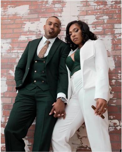 Couple Business Green Men Suits White Women Suits Wedding Groom Tuxedo Slim Fit Man Custom Blazer 3 Pieces Jacketpantv
