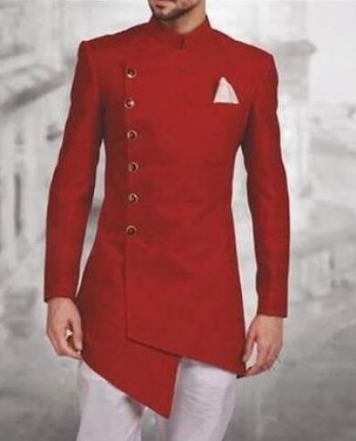 New Arrival Red Irregular Men Suits Costume Homme Fashion Wedding Prom Terno Masculino Slim Fit Groom Blazer 2 Pcsjacke