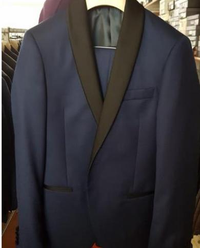 Navy Blue Men Suit Slim Fit Custom Made Fashion Slim Fit Groom Tuxedo Wedding Groom Prom Smoking Suits 2 Pieces Jacketp