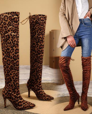 Women Overknee Boots High Heels Bootswoman Shoes For Women 2022 Solid Casual Leather Comfortable Thigh High Boots Shoes 
