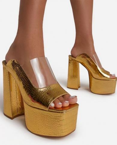 Slides Clogs Chunky Super High Heels Women Sandals Platform Shoes Pumps Female Flipflop Slippers  Sandalias Mujer