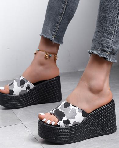 2022 Summer Platform Wedges Slippers Women Yellow Open Toe Thick Bottom Sandals Woman Outdoor Casual Beach Shoes Ladies 