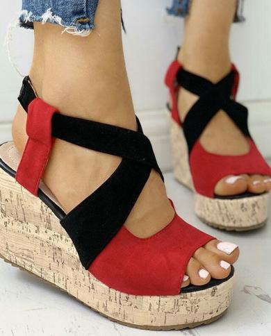 Open Toe Shoes Sandals Women Summer Casual Peep Toe Sandal Thick Bottom Wedge Shoes  Elegant High Heel Sandals  Womens 